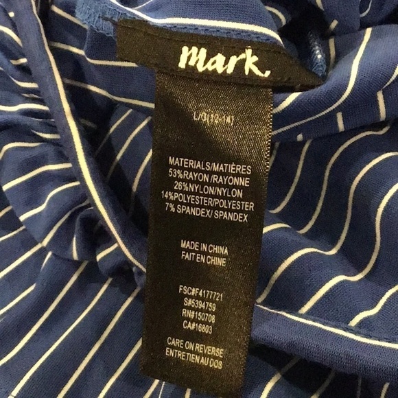 MARK. Ruffle blue striped bodysuit large - Picture 5 of 5